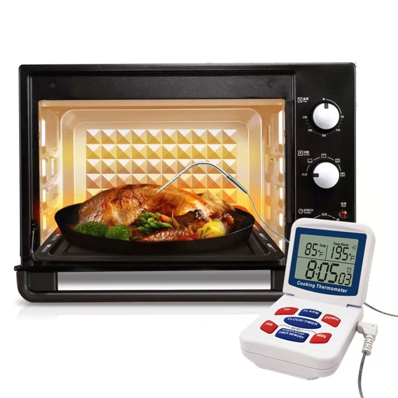 דיגיטלי ברביקיו תנור בישול מדחום מתקפל טיימר בישול מזון מדי חום על מטבח ביתי גריל מעשן T21C