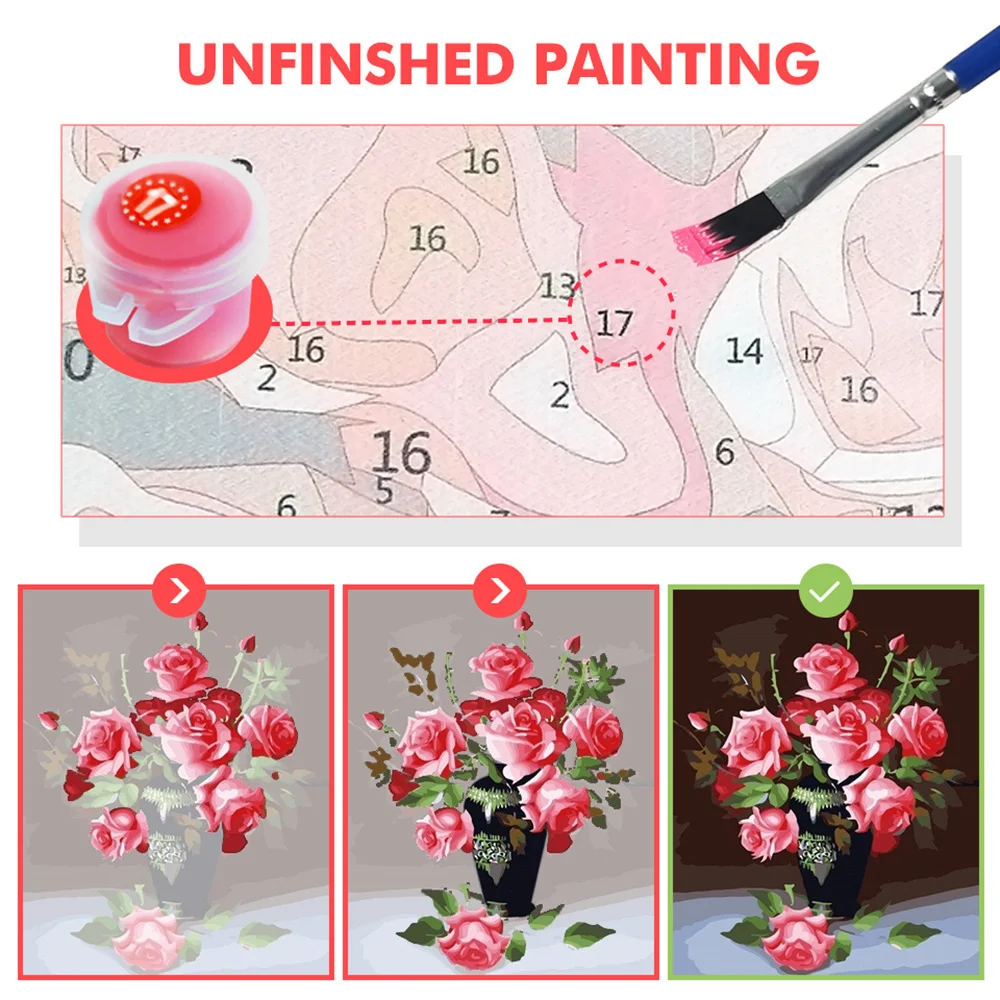50×70 סנטימטר DIY ציור לפי מספרים פרחים התמונה צביעת אפס בסיס HandPainted צבע שמן חבילת מתנה ייחודית לעיצוב הבית