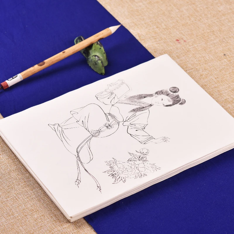 קפדן ציור Baimiao כתב היד צביעה בשל אורז ניירות למתחילים ציור סיני דמויות הגברת ציור קו תרגול