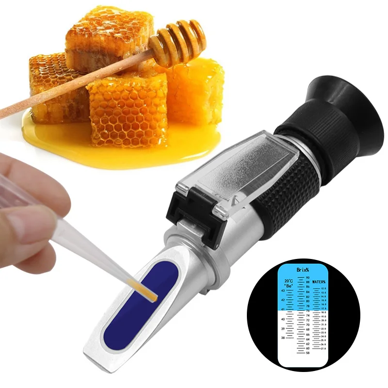 Refractometer מותק הבוחן 58-90% בריקס 38-43 ° Baume 12-27% מים כוורן דבורים דבש refractometer סוכר מטר reteno