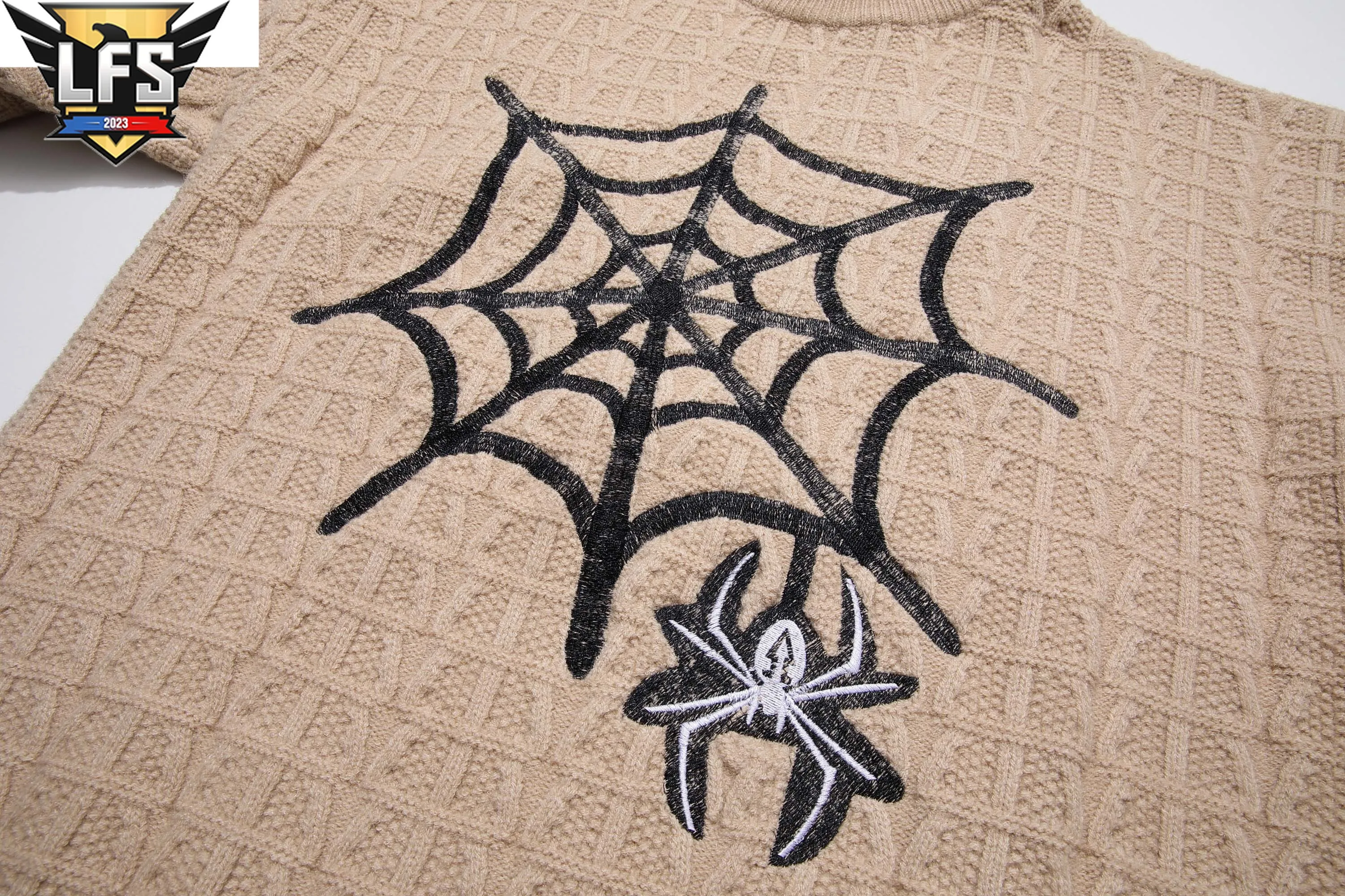 בציר מנופחים Pullovers פאנק רטרו עכביש סרוגים הדפסה סוודר כותנה Mens סוודר Y2K אופנת רחוב, אופנה יוניסקס