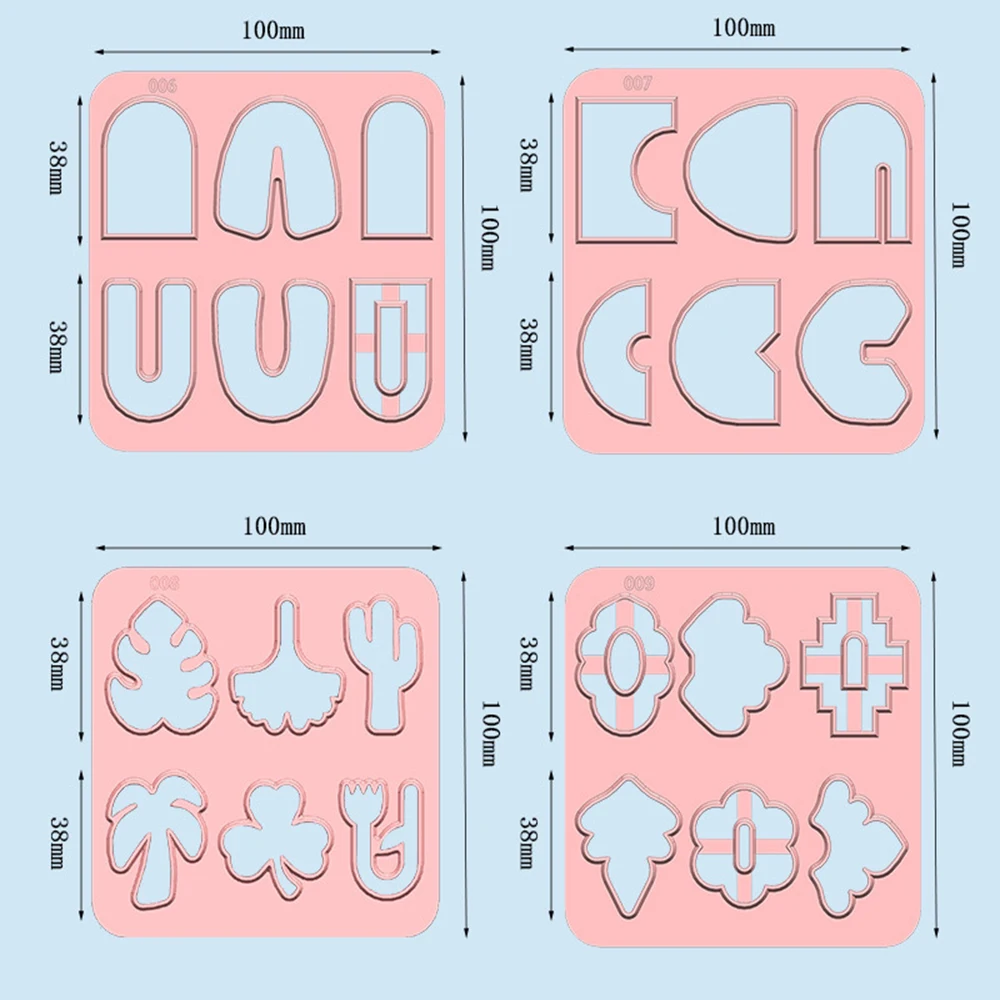 6Type/Set Mini גיאומטריה תבנית חימר פולימרי קאטר עובש DIY רך כלי חרס עגילים פולימר תכשיטים תליונים חימר כלים