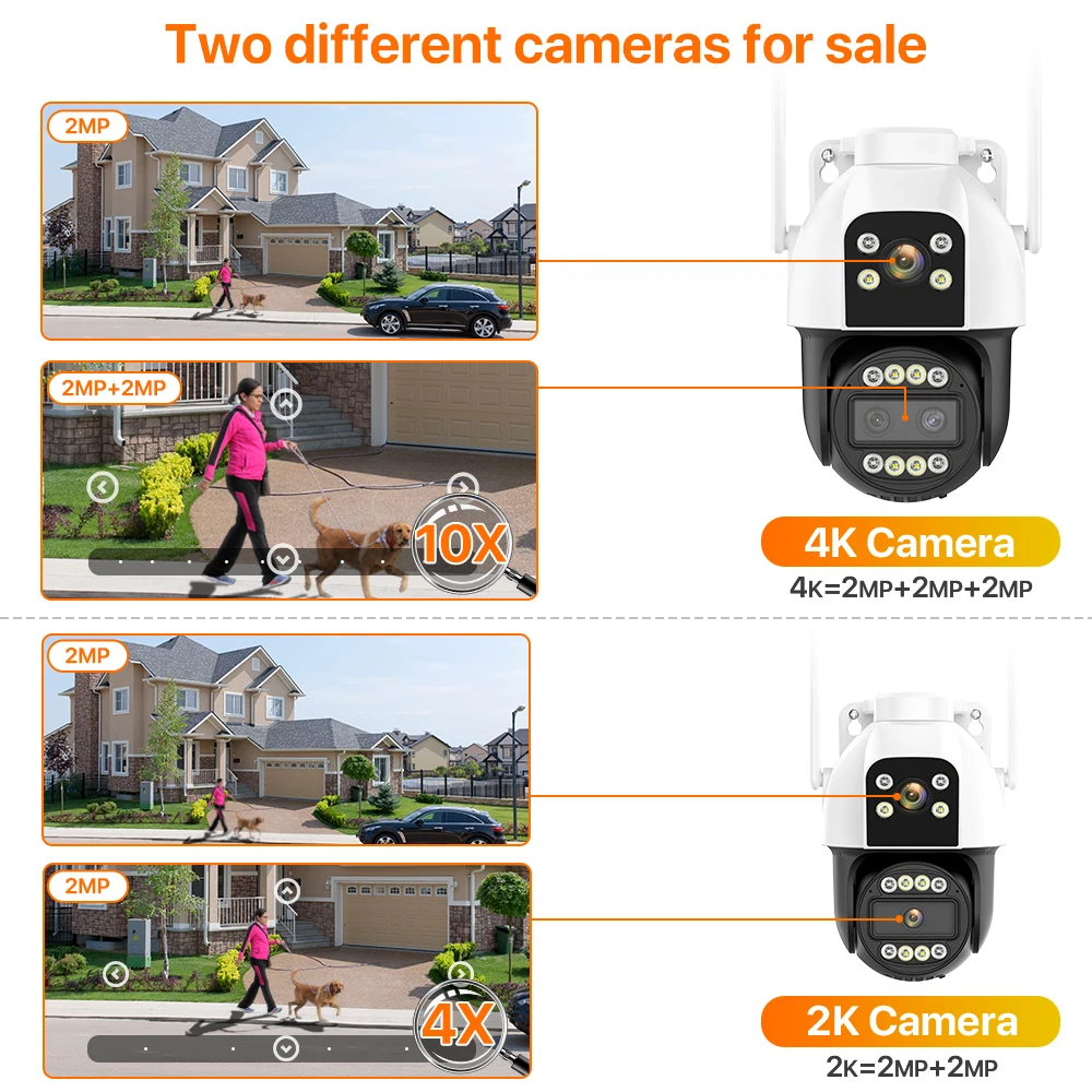 4G כרטיס ה SIM-מצלמת IP 6MP HD 4K שלוש Lens10X זום WIFI המצלמה PTZ חיצונית Ai מעקב אודיו אבטחה CCTV מצלמה CamHi Pro